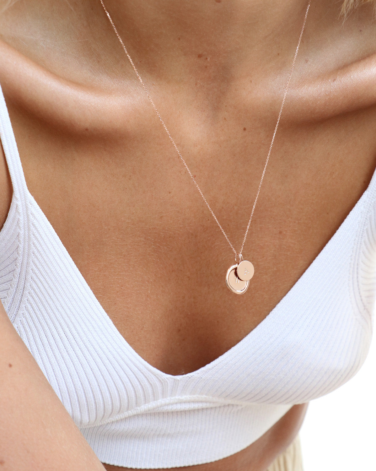 Double Initial Necklace (Rose Gold)