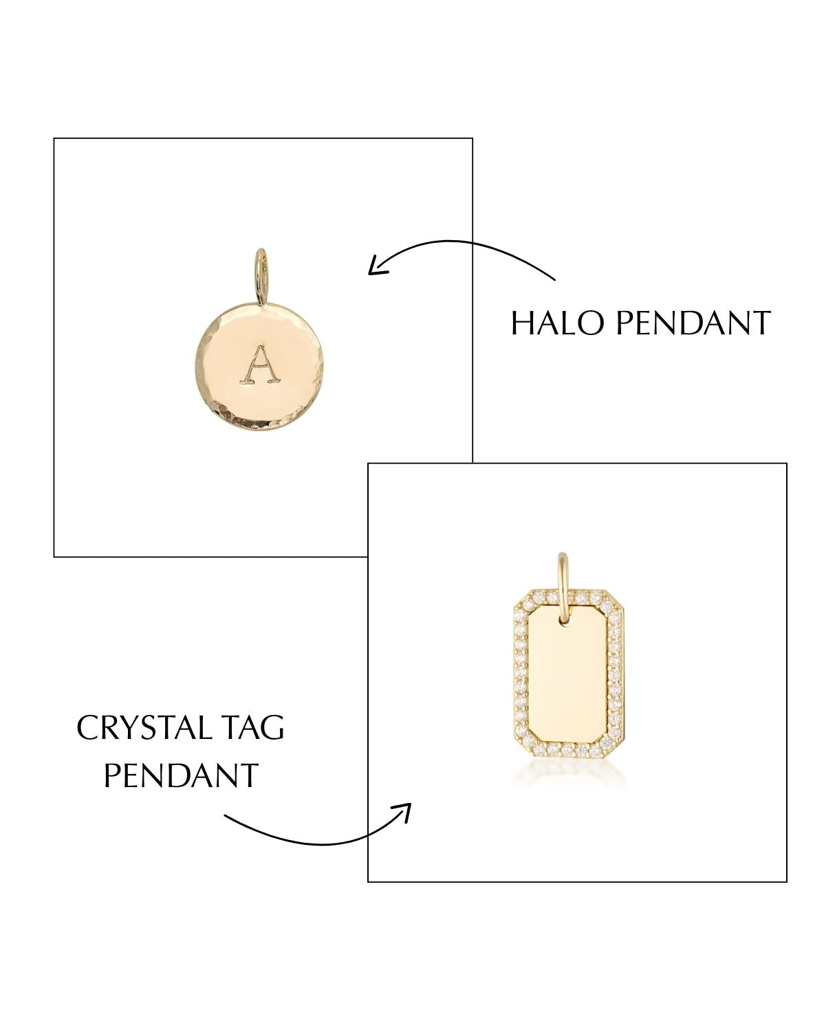 Crystal Tag & Halo Pendants Set