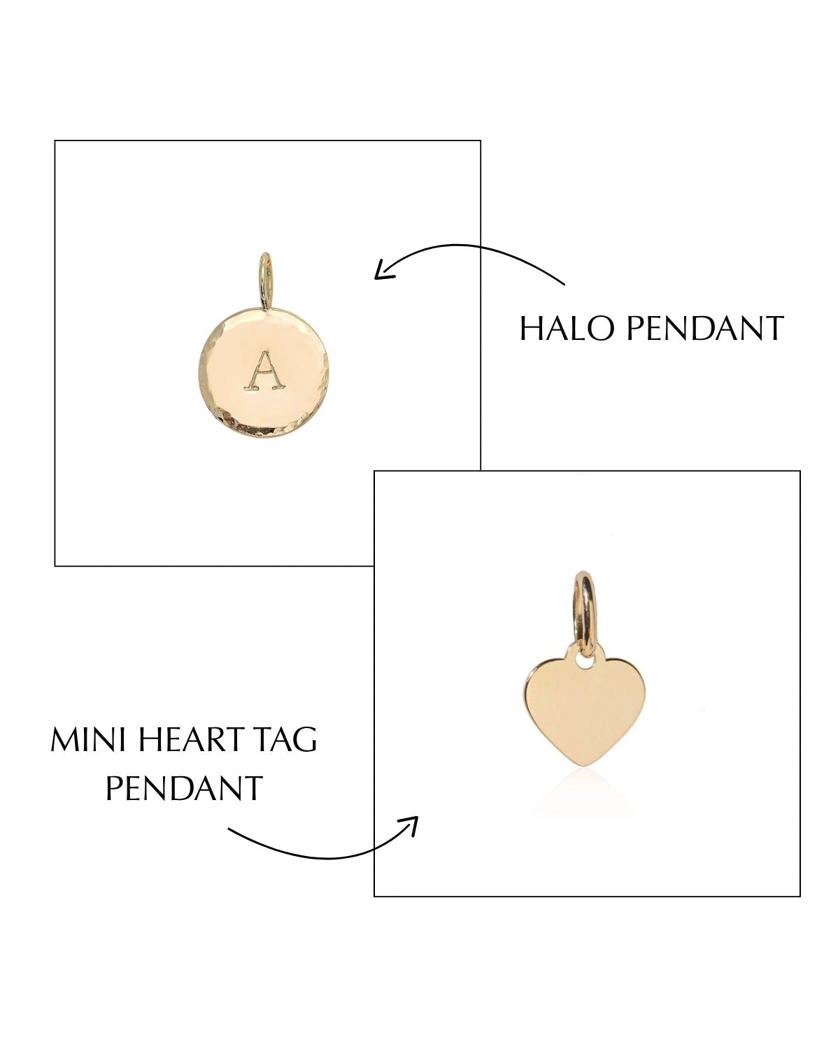 Mini Heart Tag & Halo Pendants Set