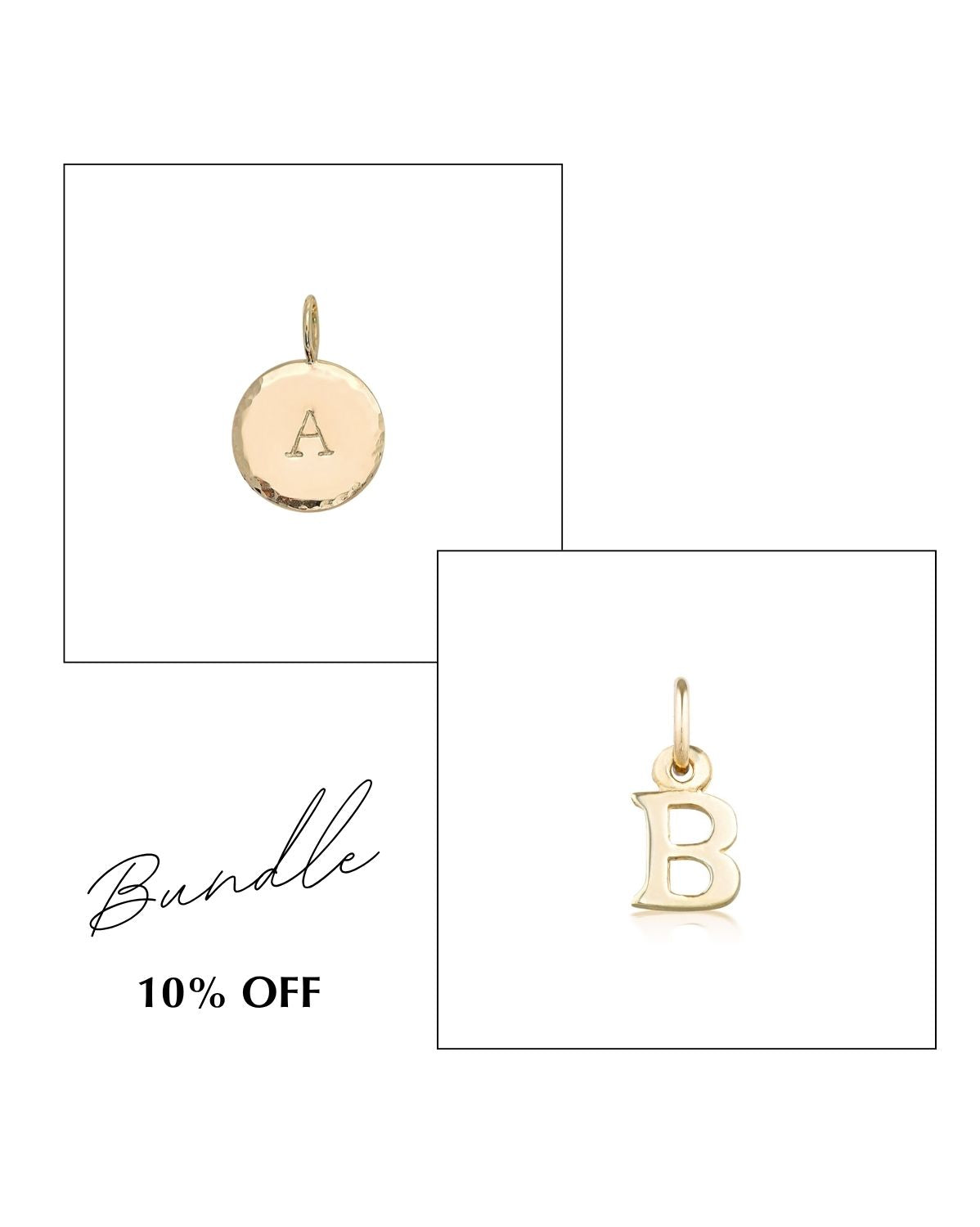 Halo & Block Letter Pendants Set