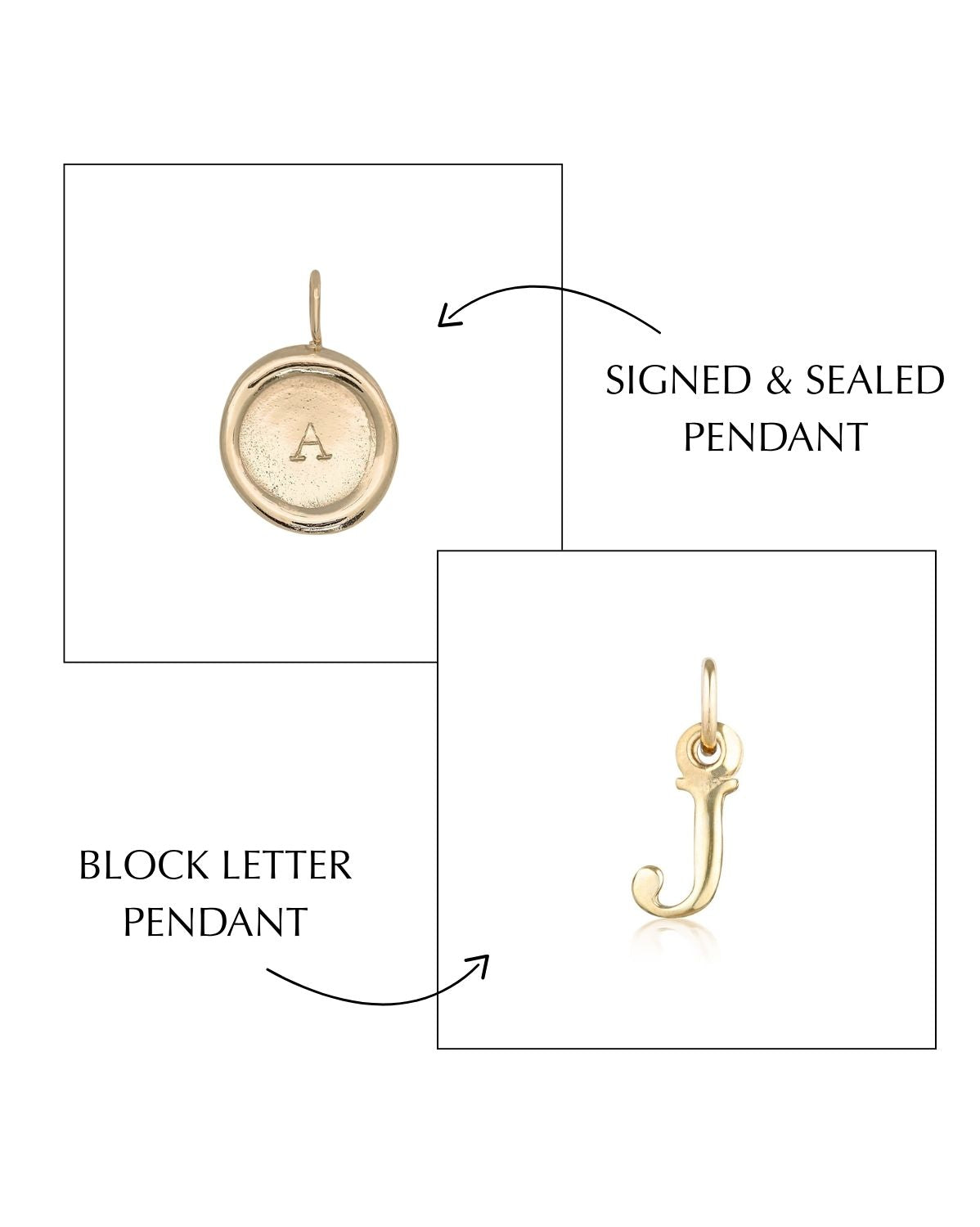 Seal & Block Letter Pendants Set