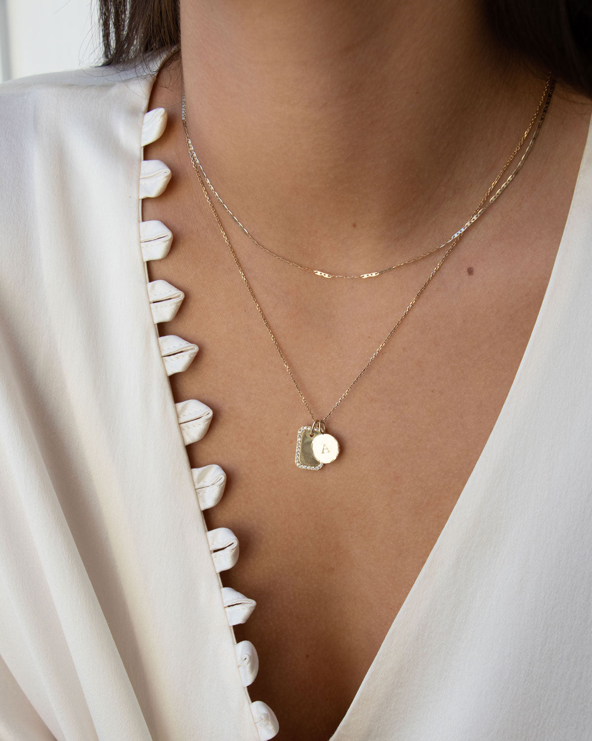 Crystal Tag & Halo Pendants Set