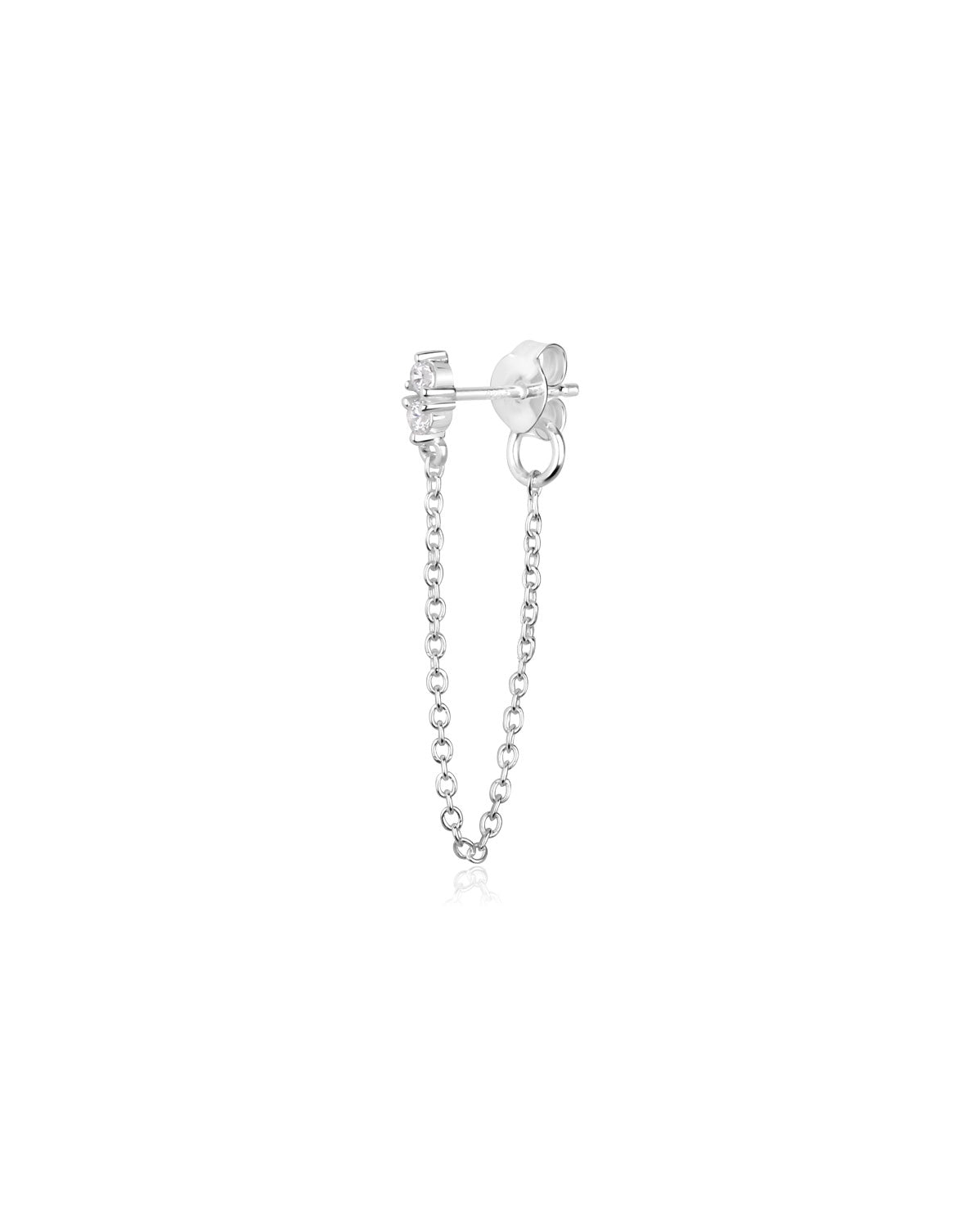 (Single) Twin Crystal Chain Earring
