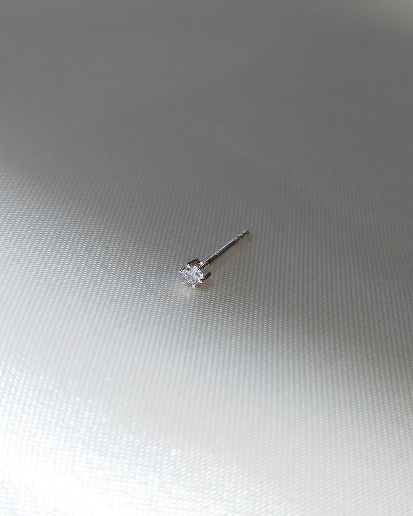 Crystal Droplet Stud (Sterling Silver) on a grey silk background by Sit &amp; Wonder