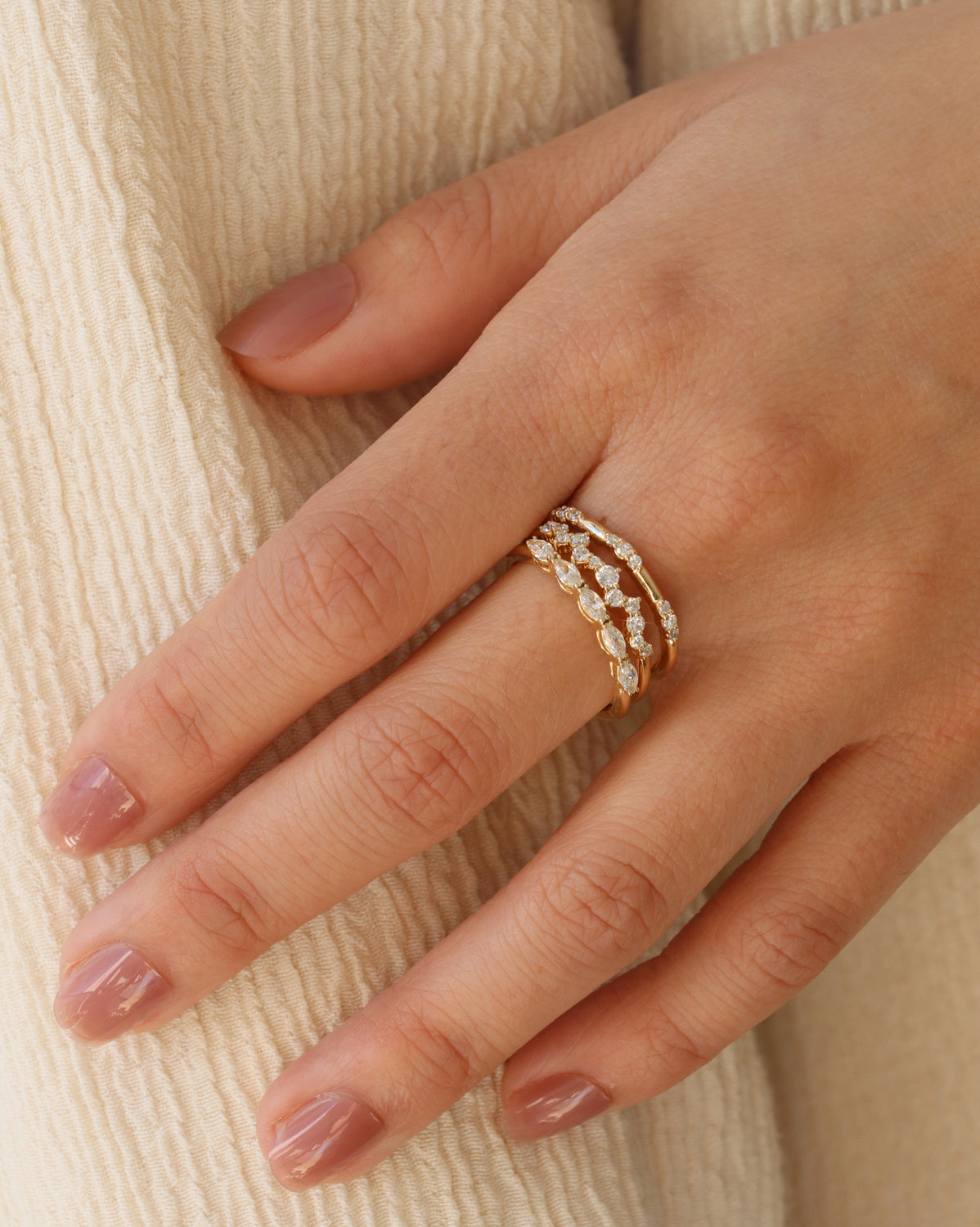 Diamond Triplets Ring